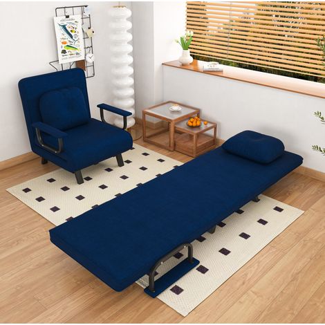 CHICFURN Fauteuil relax inclinable 60 x 60 x 79 cm en tissu bleu, 180° pour lecture (1/5)