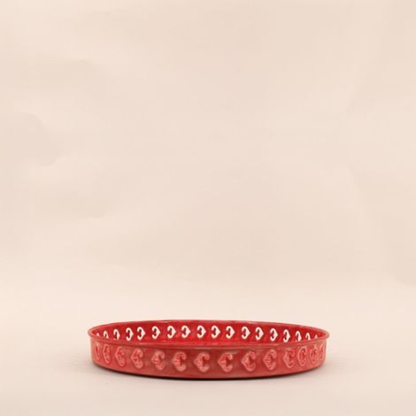 Plateau en métal avec motifs en relief rose 31cm (1/5)