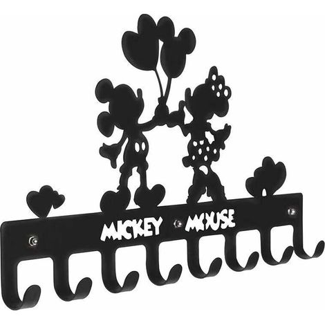 Wandgarderobe aus Metall mit 8 Haken, Wand-Schlüsselhaken, Wandgarderobe, Schlüsselhalter, Organizer für den Eingangsbereich (Micky-Maus-Ballon) (1/5)