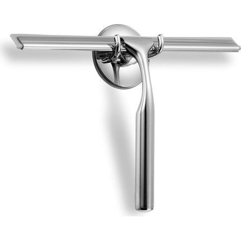 Duschabzieher, Fensterabzieher, Edelstahlwischer mit starkem Saughaken für Bad, Küche, Spiegel, Glas und Fensterreinigung, 25 cm – Chrom (1/5)