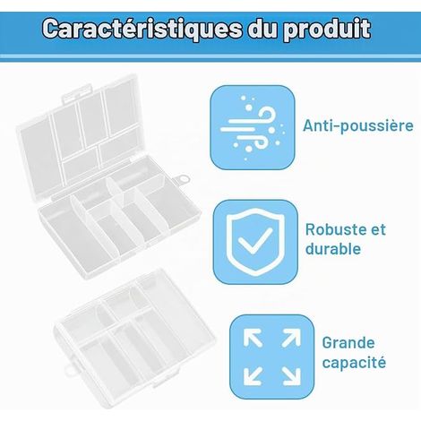 Transparent Mini Boîte de Rangement,mini boîtes de rangement rectangulaires vides en plastique transparent avec couvercles à charnière pour Perle Minuscule,petits articles (1172cm) (1/4)