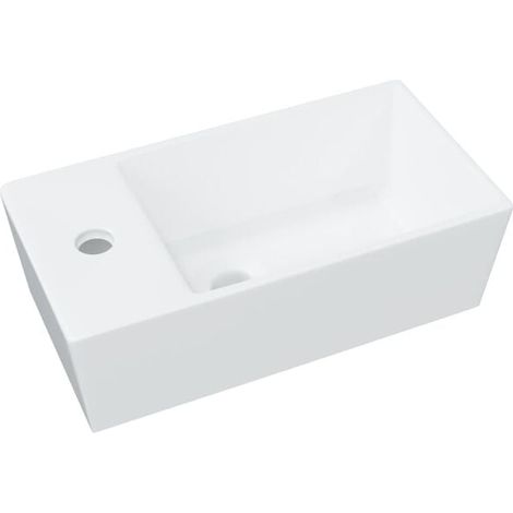 Lavabo en céramique blanche, 48 x 25 x 15 cm