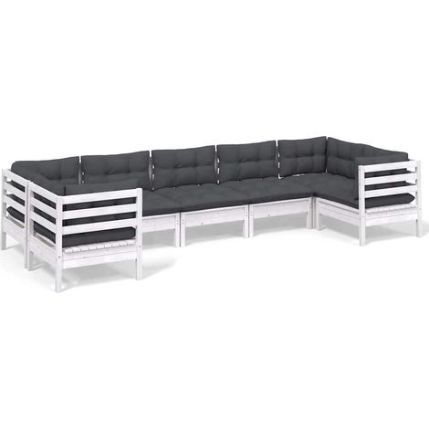 Maison Exclusive - Muebles de jardín 7 pzas con cojines blanco ma (1/5)