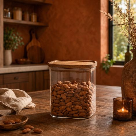 Bocal - HOME DECO FACTORY - HERITAGE - Borosilicate - Empilable - Transparent et marron (1/5)