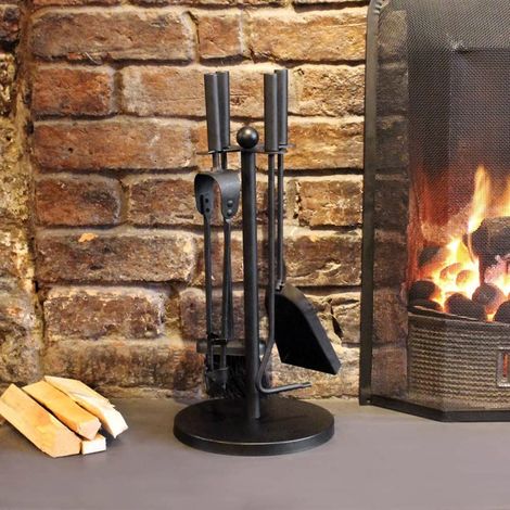 5 Piece Coal Fire Companion Set - Includes Poker, Tong, Shovel, Brush & Stand (1/5)