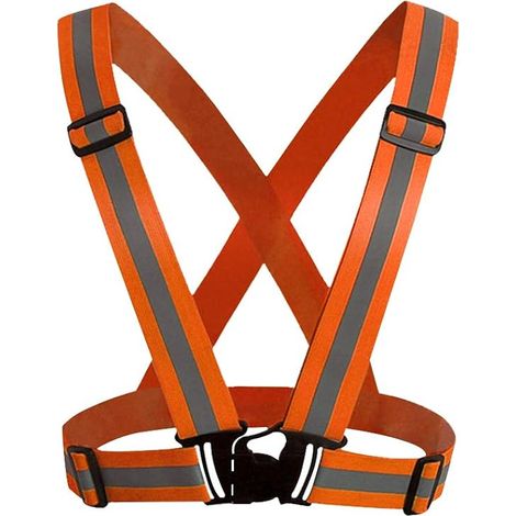 Gilet de sécurité réfléchissant pour adultes / enfants, veste de gilet de travail réglable haute visibilité, équipement de sport haute visibilité pour le jogging, pack de 2 (Orange)