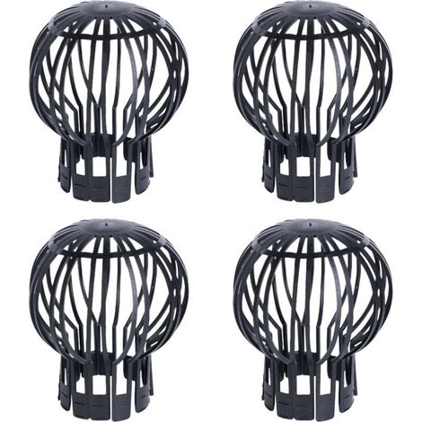 Lot de 4 filtres anti-obstruction pour gouttière, noirs, légers et robustes, adaptés pour drain de toit, drain de sol, balcons et toits (1/5)
