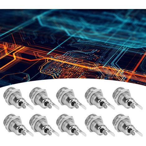 10 Stück DC-Netzteil-Buchsen mit Gewinde, Metall-Einbaustecker DC099 (1/5)