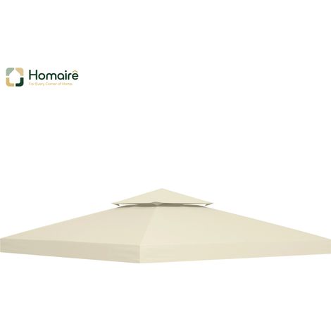 HOMAIRE Ersatzdach Pavillondach für Metallpavillon 3x3m cremeweiß Polyester ideal Garten Terrasse