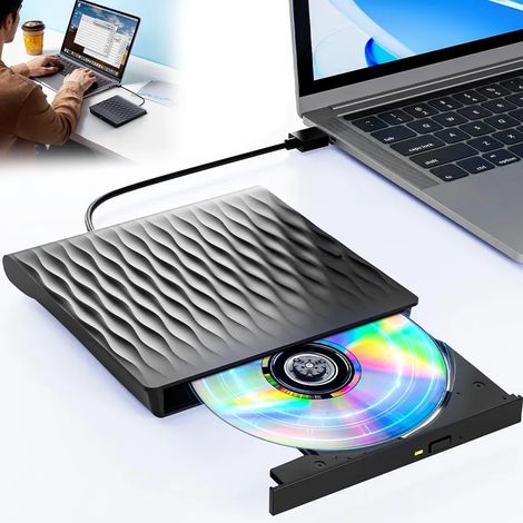 Externes optisches Laufwerk, Mediaplayer und Brenner – einfach anschließen und loslegen. USB 3.0- und Typ-C-Anschluss für Laptops, kompatibel mit Windows 11/10/8/7/XP und macOS. (1/5)