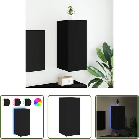 LED-Leuchten - TV-Wandschrank mit LED-Leuchten Schwarz 30,5x35x70 cm (1/5)