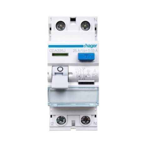 Disjoncteur différentiel HAGER 1P+N 25A 30mA CDA225J (anciennement CDC225J)