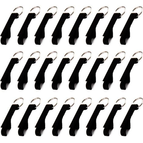 24 unidades Abrebotellas de cerveza de aluminio con llavero, adecuado para camareros y regalos de alta gama, negro (1/5)
