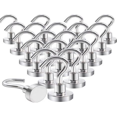 Ganchos magnéticos - Neodimio - 10 kg - 21 unidades - Plata (1/5)