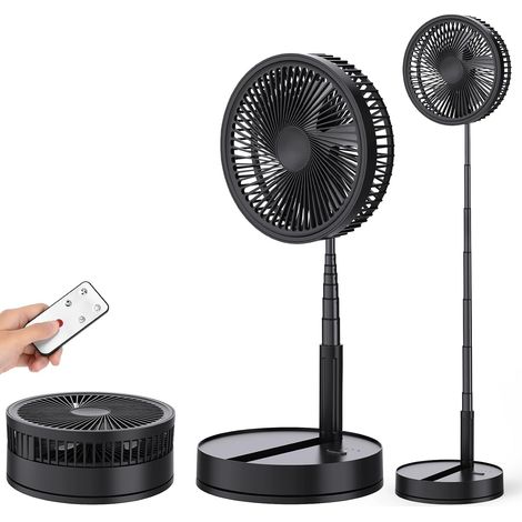 Neptune – Ventilateur sur pied oscillant silencieux 4 vitesses – Télécommande – 8000mAh USB rechargeable – Pliable pour chambre, bureau, camping (1/5)