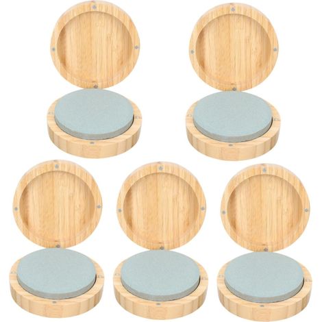 5 Pièces pierre à aiguiser ronde lame tondeuse gazon lame de tondeuse kitchen aiguiseurs trousse bloc couteaux pierre à er eur de à er Bambou (1/5)