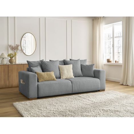 BOBOCHIC - Canapé droit convertible SIDONIE tissu chiné Gris foncé (1/5)