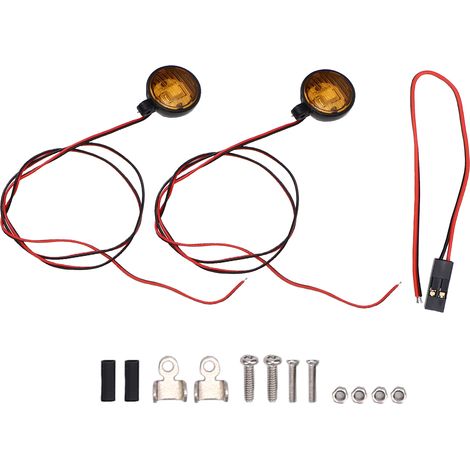Phares LED pour voiture RC - Supports métal réglables, ronds orange 15mm, éclairage puissant 3.7-7.4V (1/5)