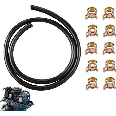 Tuyau de Carburant 7mm Diamètre Intérieur,Durite Essence,Kit de 1m avec 10 Colliers de Serrage,Compatible Essence,Diesel,Biodiesel,pour Bateau,Voiture,Résistant à l’Huile,Flexible,Durable (1/5)