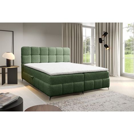 Boxspringbett Bett Schlafzimmerbett SOPHIE 100x200cm Stoff Rolf Flaschengrün (1/5)
