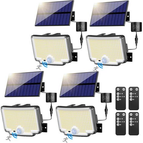 Lampe Solaire Extérieur Detecteur de Mouvement【310 LED/3Mode/Angle d'éclairage 270 °】, Lumiere Solaire Extérieure avec Télécommande, Étanche Eclairage Exterieur Solaire avec Câble de 5M 2 pièce (1/5)