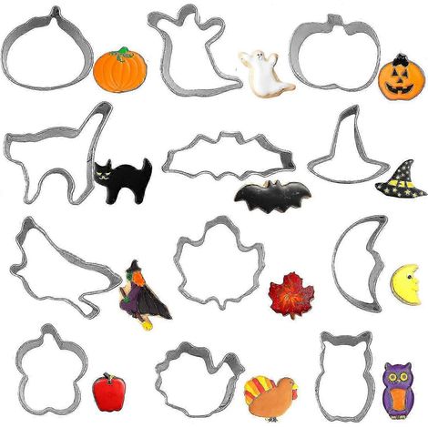 Emporte-pièces d'Halloween - Ensemble de 12 moules à biscuits en acier inoxydable (1/5)