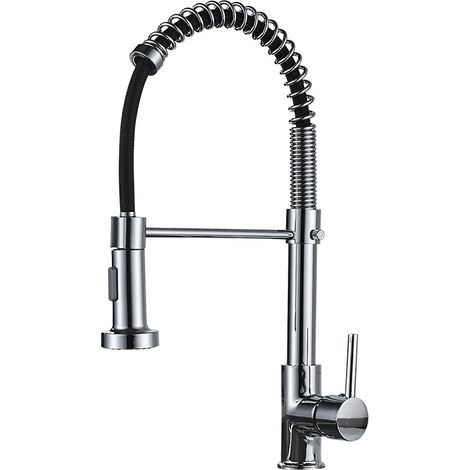 Grifo De Cocina Extraíble MINKUROW Con Resorte En Espiral, Grifo Mezclador De Cocina Con Resorte Giratorio De 360 °, Grifo De Cocina Extraíble Y Ducha (1/4)