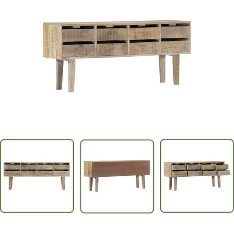 The Living Store Buffet 140x30x60 cm Bois de manguier massif - Armoire Rustique - Buffet Design - Meuble Rangement - Bois De Manguier - Mobilier Salon (1/5)