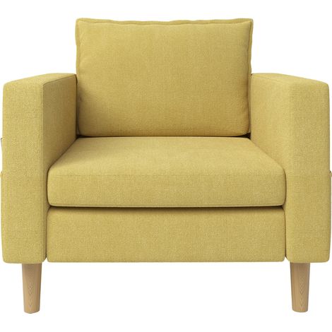 Sillón relax individual de chenilla amarillo mostaza con bolsillo lateral y cojín acolchado (1/5)
