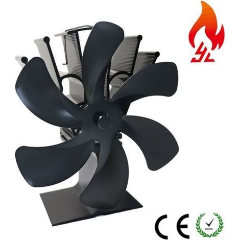 Automatischer, leiser 6-Blatt-Holzofenlüfter, angetrieben vom Heizsystem des Kamins. Umweltfreundlich und energiesparend. (1/4)
