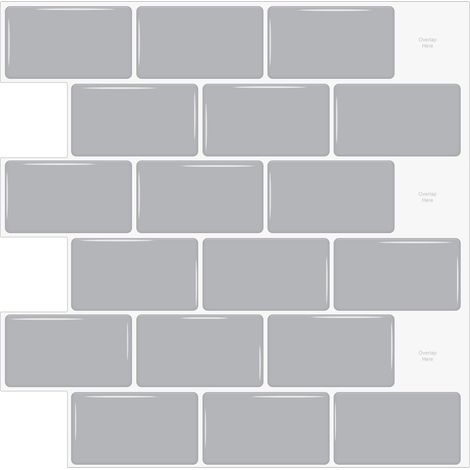 10 Pcs Gris Sticker Carrelage Adhesif Mural 3d Cuisine Salle de Bain (30.5x 30.5cm) (1/5)