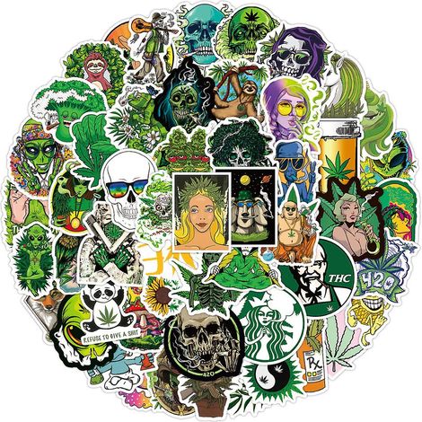 Autocollants en vinyle à motifs de feuilles vertes assorties - Autocollants imperméables pour bouteilles d'eau, appareils électroniques et plus encore (1/5)