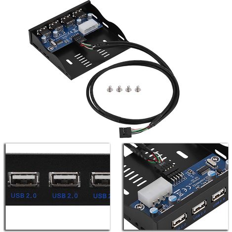 Hub USB 2.0 pour lecteur de disquettes 3,5 pouces, panneau avant, interface 9 broches vers 4 broches (1/5)