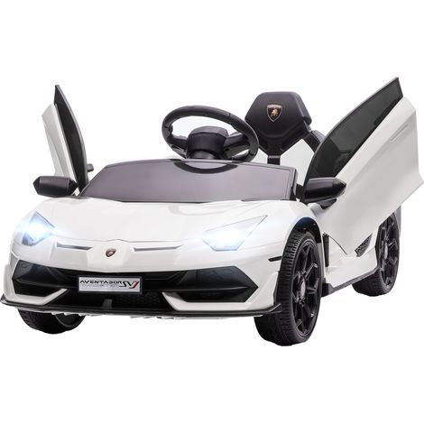Macchina Elettrica per Bambini 12V con Licenza Lamborghini Aventador SVJ Roadster Bianco (1/5)