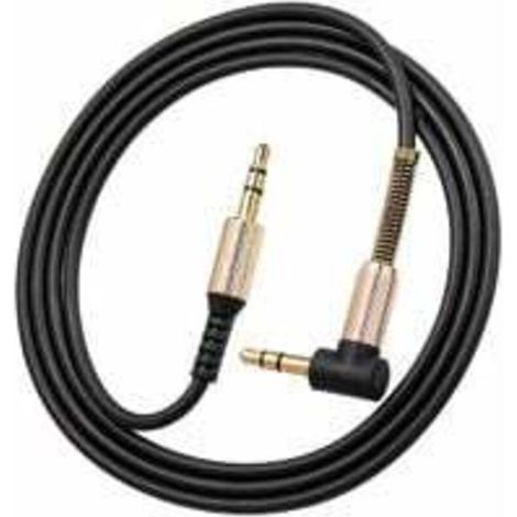 3.5Mm Audio Cable Jack Male A Male 90 Degres Angle Droit Stereo Voiture Telephone Portable Auxiliaire Extension Cable Audio, Noir, Noir, 1M (1/4)