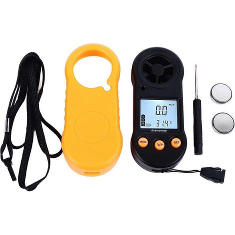 Digitales Anemometer mit LCD-Bildschirm, Handwindmesser, Windtemperaturanzeige, eingebauter Akku