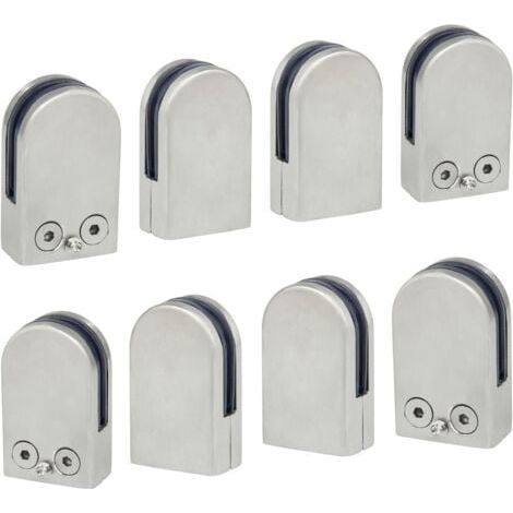 8 PCS(6-8mm) Pince à Verre Porte-Verre En Acier Inoxydable 304 Support de Serrage Clamp Clip Plat Main Courante Fenêtre Balustrade Réglable Escalier (1/5)