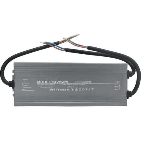 Alimentation étanche pour LED 250W 24V 10.4A IP67 convertisseur tension constante AC170-265V driver étanche extérieur (1/5)