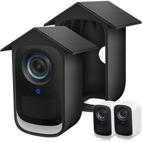 Étui en silicone résistant aux intempéries pour caméra de sécurité Eufy Cam 3C - Noir - Lot de 2