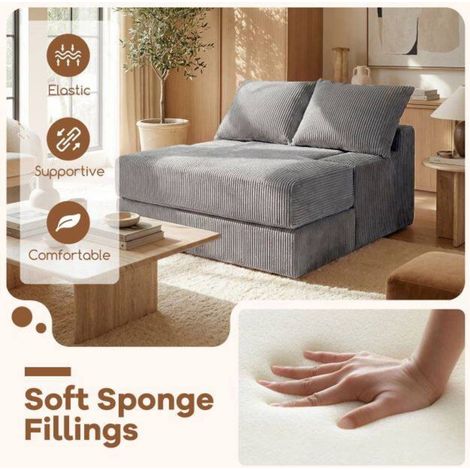 Petit espace et couchage d'appoint : canapé lit pliable gris avec 2 oreillers, confort pour salon ou studio (1/5)