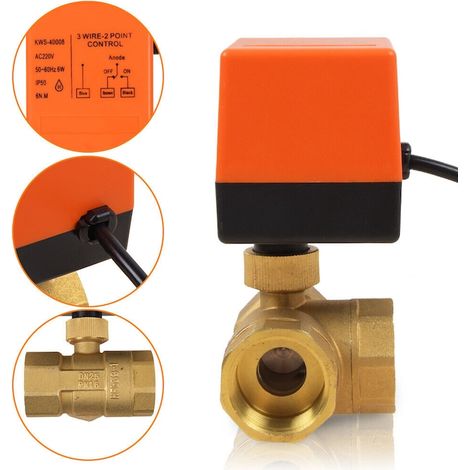 Vanne à bille motorisée 3 voies, Tovbmup, 1" 3/4", pour systèmes solaires (1/5)