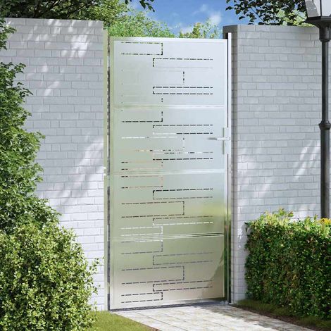 Garden Gate 85 x 196 cm Stainless Steel Silver Lockable vidaXL (1/5)