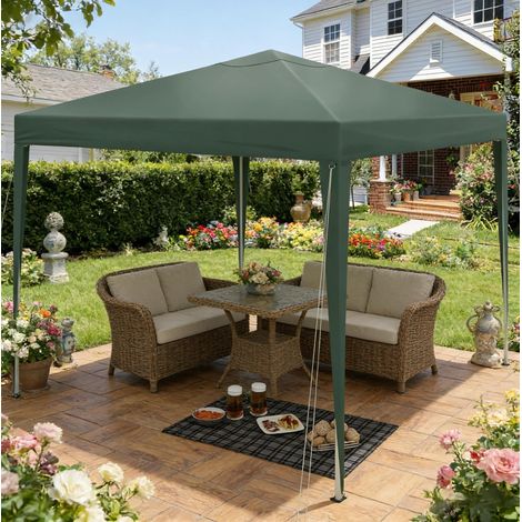 Tonnelle de jardin pliante 3 x 3 m, hauteur réglable, verte HAVRYA (1/5)