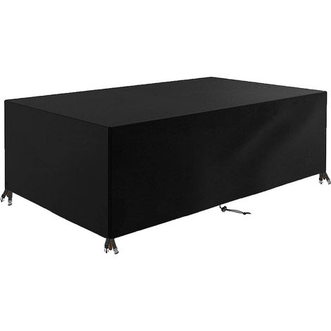 Housse Table Jardin Rectangulaire 22511075cm 210D Oxford Housses pour Mobilier de Jardin Housse de Table Extérieur Bâche de Protection Imperméable Housse Salon de Jardin Résistance au Vent Noir (1/5)