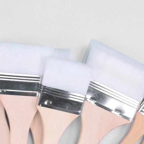 Lot de 12 pinceaux plats nylon, manche bois léger, corps aluminium, idéal barbecue, blanc, set de 12 (1/4)