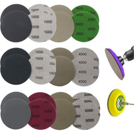Ensemble de 24 disques abrasifs, 75 mm, 6 granulatii diferite, rezistente la apa si uscat (1/5)