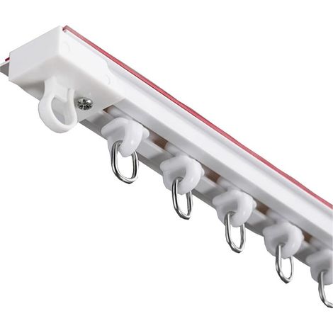 – Rail à rideaux auto-adhésif 100 cm – Lot de 2 – Montage supérieur et latéral – Rail coulissant nano-silencieux pour salles de bains (1/4)
