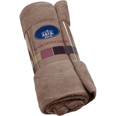 Coperta Plaid Morbida Vellutata Pile Caldo Soffice Avvolgente Divano Letto Poltrona Beige - 200x220 cm