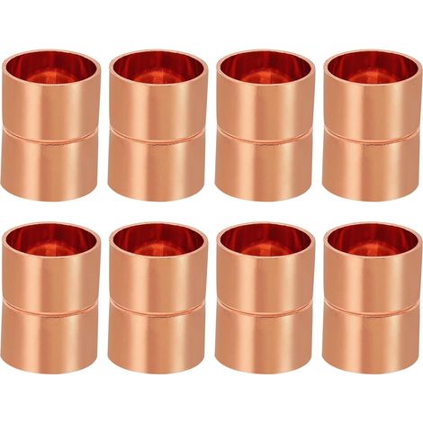 8pcs Manchons à Souder en Cuivre, 6.35mm Raccords de Couplage Tuyau, Raccord Tuyauterie Droit pour Raccordements Plomberie HVAC Climatisation Chauffage Réseaux, Épaisseur 0.8mm - 3/4 pouce (1/5)