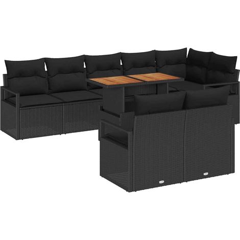 Garden Sofa Set with Cushion Manual 9 pcs Black and Brown vidaXL